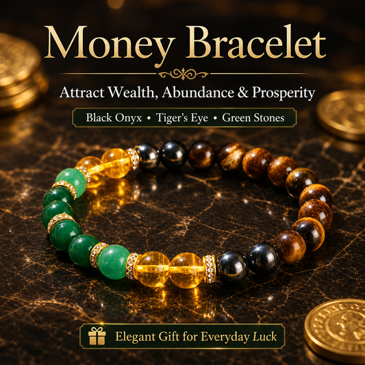 Black onyx and tiger's eye stone money bracelet - Luck bracelet - Attracts wealth-YAO