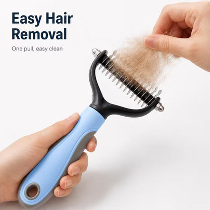 Universal Pet Grooming Comb – Double-Sided Stainless Steel Dematting & Shedding Tool for Dogs & Cats, Tangle-Free Coat Care-RH