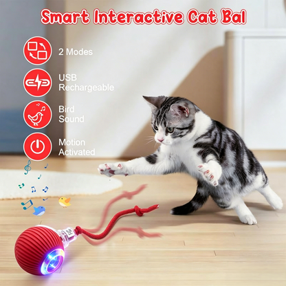 Interactive Pet Teaser Ball – USB Rechargeable Rolling Cat & Dog Toy with Sound & Light for Indoor Play, Anti-Boredom & Exercise-RH