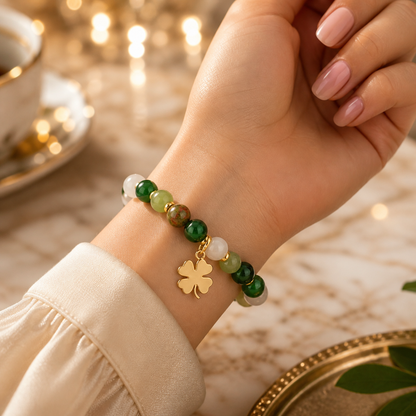 Green Dongling jade and agate beads, wealth and guardian crystal bracelet-YAO