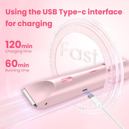 2-in-1 Electric Bikini Trimmer for Women - Rechargeable Wet & Dry Body Shaver with Dual Heads for Bikini Line, Underarms, Legs, Arms & Facial Touch-Ups-RH