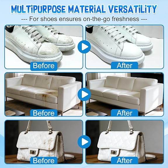 White Shoe Cleaner Cream, Multipurpose No-Wash Solid Cleaning Paste with Sponge Removes Stains, Multipurpose White Shoes Clean Cream for Leather Sneakers Soles-YAO