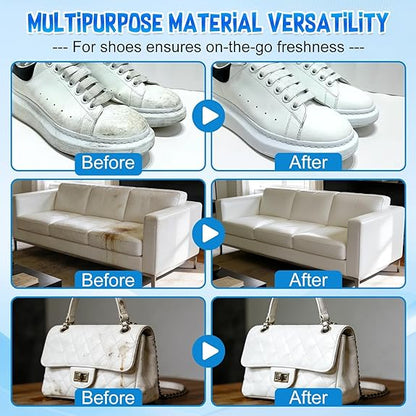 White Shoe Cleaner Cream, Multipurpose No-Wash Solid Cleaning Paste with Sponge Removes Stains, Multipurpose White Shoes Clean Cream for Leather Sneakers Soles-YAO