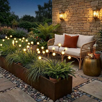 Outdoor Solar Firefly Garden Lights – 6-LED Swaying Stake Lights, IP65 Waterproof Auto Dusk-to-Dawn Warm Glow for Patio, Pathway, Yard & Landscape Decor-RH