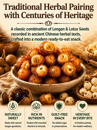 Longan Wrapped Lotus Seeds. Natural Ready-to-Eat Dried Fruit Snack for HeaIth & Relaxation-YAO