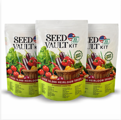 35-Variety Vegetable Seed Vault Kit – Heirloom Seeds for Home Gardening-YAO