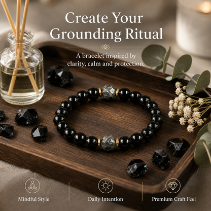 Manifestation and Protection Healing Obsidian and Black Tourmaline Bracelet, Energy Balance and Protection Bracelet-YAO