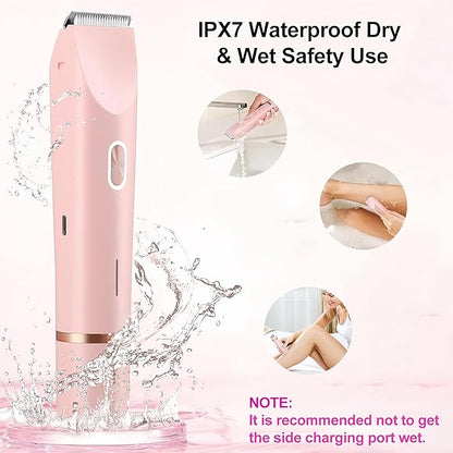2-in-1 Electric Bikini Trimmer for Women - Rechargeable Wet & Dry Body Shaver with Dual Heads for Bikini Line, Underarms, Legs, Arms & Facial Touch-Ups-RH