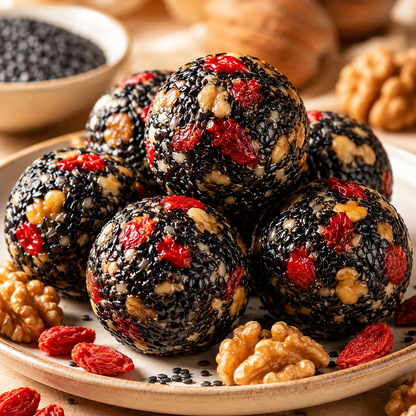 Intangible Heritage 5-Treasure Black Sesame Balls – Nine-Steamed & Nine-Sun-Dried Traditional Craft & Repair Damaged Hair&Promote Sleep-YAO