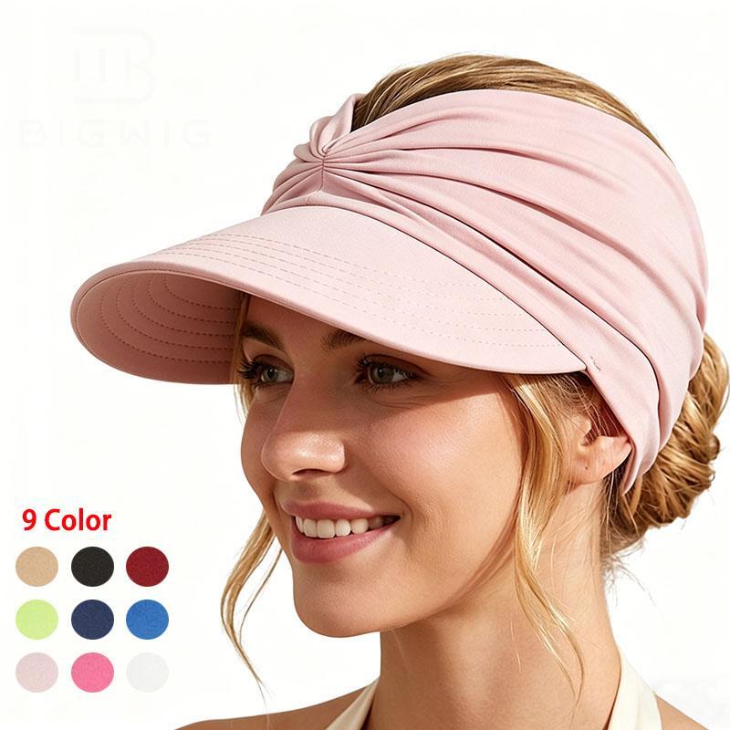 Women’s UPF 50+ Sun Protection Visor Hat-Wide Brim Cooling Beach Hat for Ponytail, Golf, Travel & Summer Outdoor Wear-RH