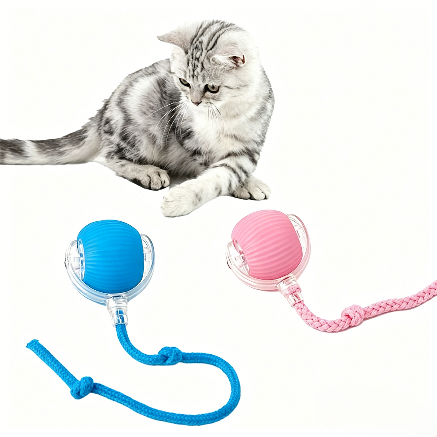 Interactive Pet Teaser Ball – USB Rechargeable Rolling Cat & Dog Toy with Sound & Light for Indoor Play, Anti-Boredom & Exercise-RH