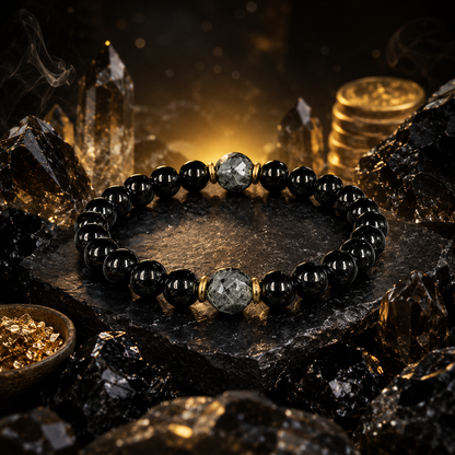 Manifestation and Protection Healing Obsidian and Black Tourmaline Bracelet, Energy Balance and Protection Bracelet-YAO