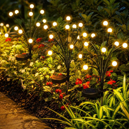Outdoor Solar Firefly Garden Lights – 6-LED Swaying Stake Lights, IP65 Waterproof Auto Dusk-to-Dawn Warm Glow for Patio, Pathway, Yard & Landscape Decor-RH