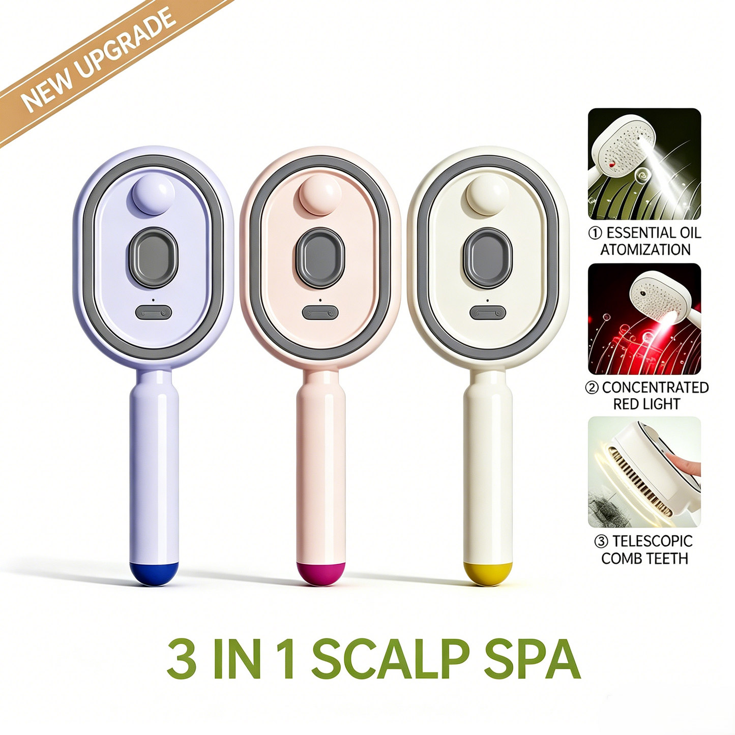 Electric Spray Air Cushion Massage Comb | Self-Cleaning Anti-Tangle | Essential Oil Mist Hair Care Comb | Anti-Static Volumizing Aromatherapy Comb-RH