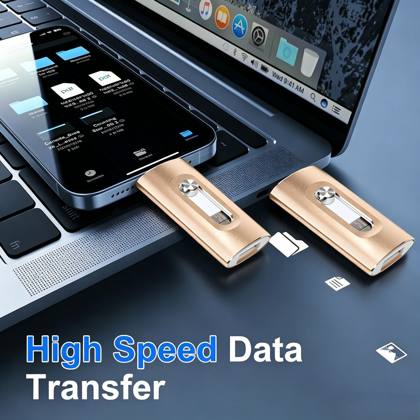 Portable 4-in-1 USB Flash Drive – Fast Photo Backup & Extra Storage for Phone, Tablet & Computer-RH