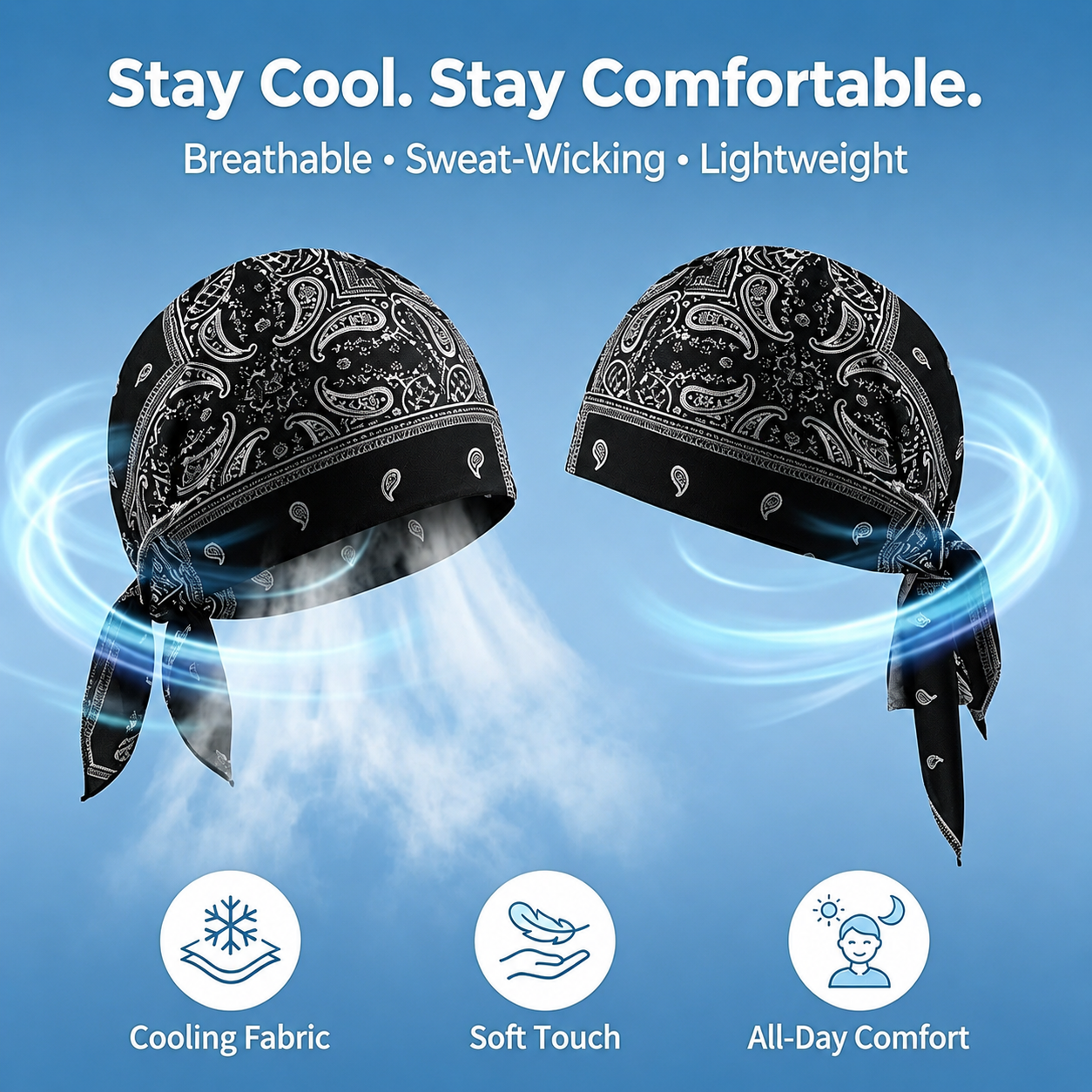 Premium Paisley Cooling Headscarf Cap - Lightweight Pirate Helmet Liner-RH