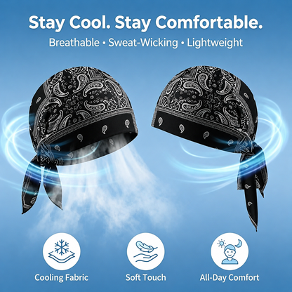Premium Paisley Cooling Headscarf Cap - Lightweight Pirate Helmet Liner-RH
