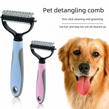 Universal Pet Grooming Comb – Double-Sided Stainless Steel Dematting & Shedding Tool for Dogs & Cats, Tangle-Free Coat Care-RH