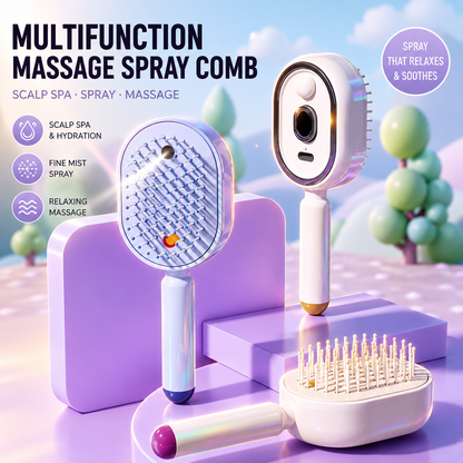 Electric Spray Air Cushion Massage Comb | Self-Cleaning Anti-Tangle | Essential Oil Mist Hair Care Comb | Anti-Static Volumizing Aromatherapy Comb-RH