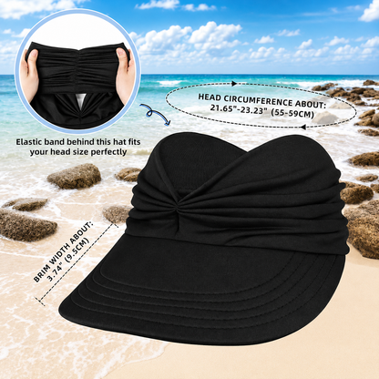 Women’s UPF 50+ Sun Protection Visor Hat-Wide Brim Cooling Beach Hat for Ponytail, Golf, Travel & Summer Outdoor Wear-RH