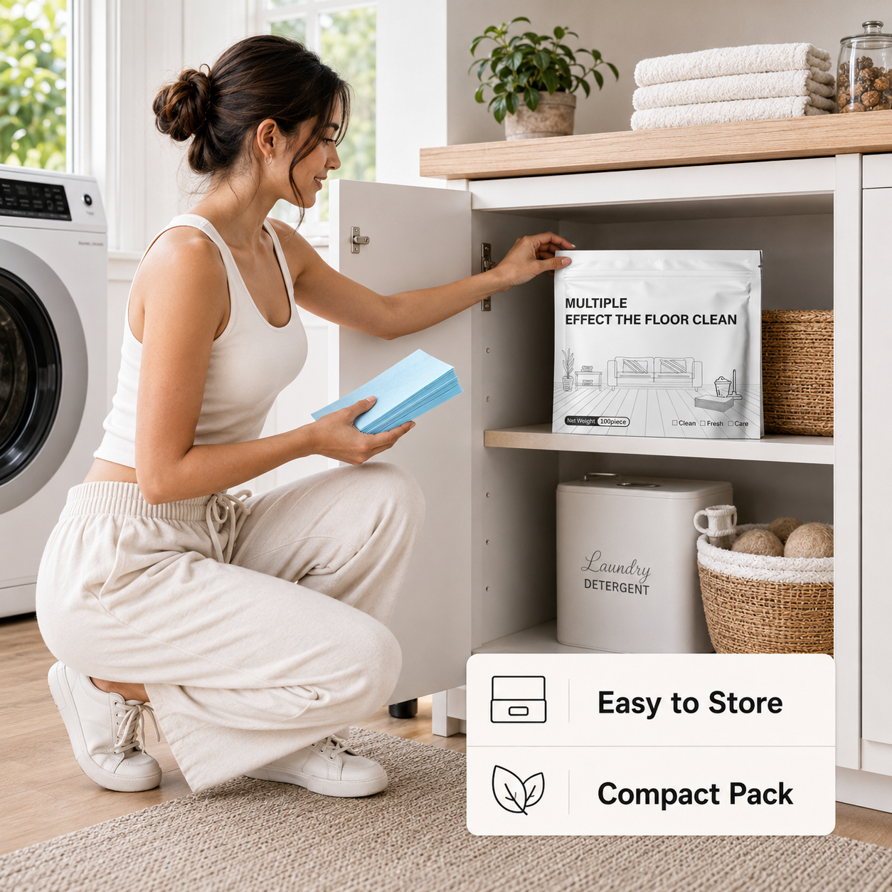 100-Pack Quick-Dissolve Floor Cleaning Sheets – Fresh Scent, No Sticky Residue, Multi-Surface Home Cleaner-RH