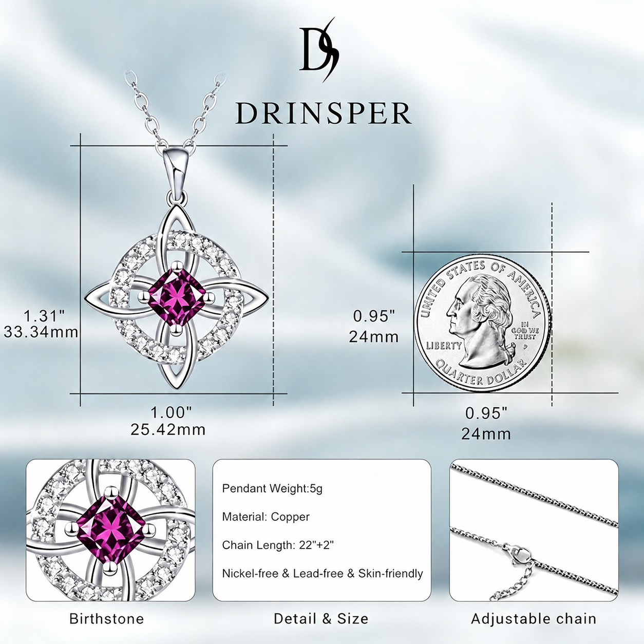 Hecate Birthstone Witch Knot Necklace – Symbolic Protection Pendant for Women-RH
