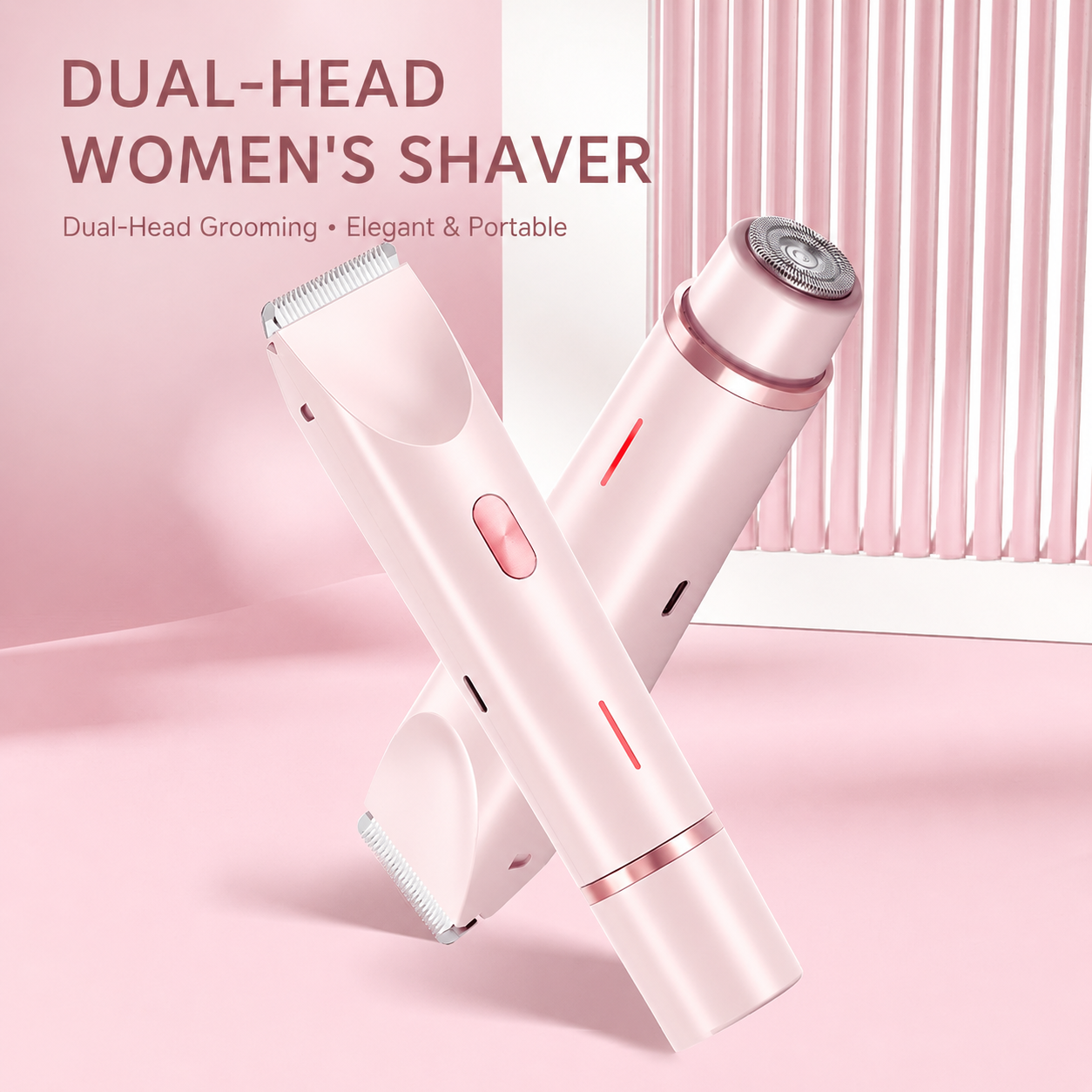 2-in-1 Electric Bikini Trimmer for Women - Rechargeable Wet & Dry Body Shaver with Dual Heads for Bikini Line, Underarms, Legs, Arms & Facial Touch-Ups-RH