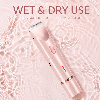 2-in-1 Electric Bikini Trimmer for Women - Rechargeable Wet & Dry Body Shaver with Dual Heads for Bikini Line, Underarms, Legs, Arms & Facial Touch-Ups-RH