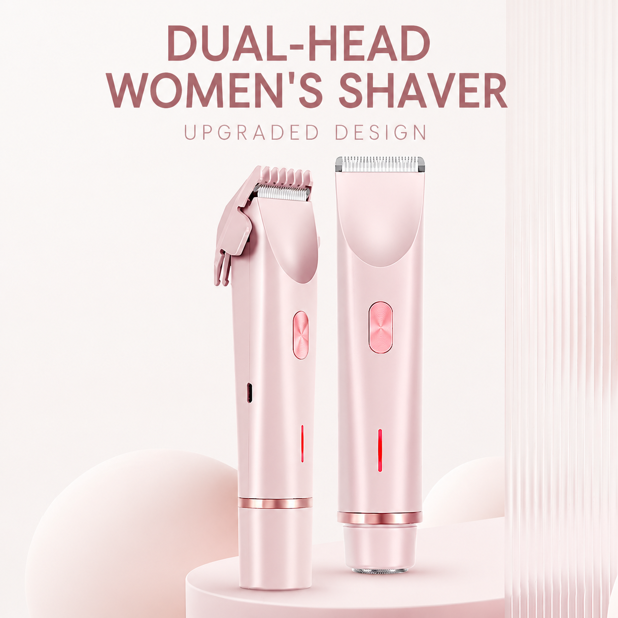2-in-1 Electric Bikini Trimmer for Women - Rechargeable Wet & Dry Body Shaver with Dual Heads for Bikini Line, Underarms, Legs, Arms & Facial Touch-Ups-RH