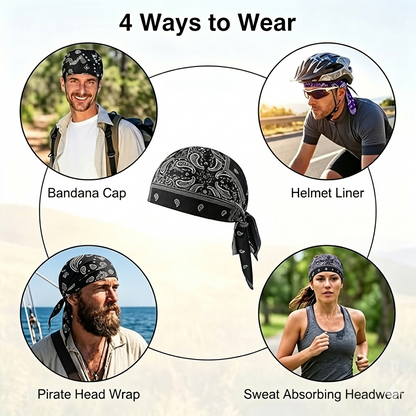 Premium Paisley Cooling Headscarf Cap - Lightweight Pirate Helmet Liner-RH