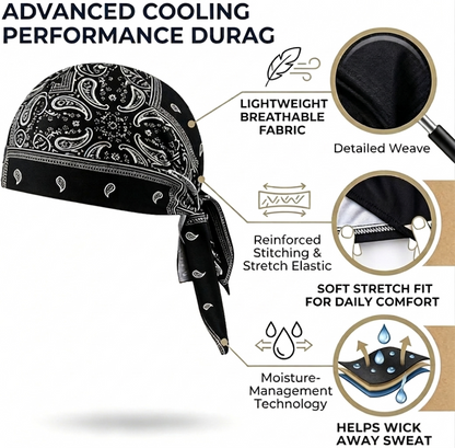 Premium Paisley Cooling Headscarf Cap - Lightweight Pirate Helmet Liner-RH