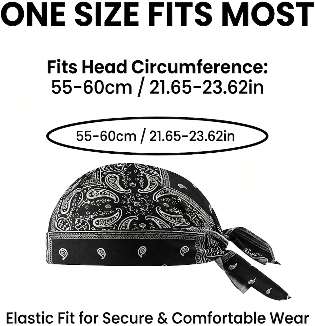 Premium Paisley Cooling Headscarf Cap - Lightweight Pirate Helmet Liner-RH