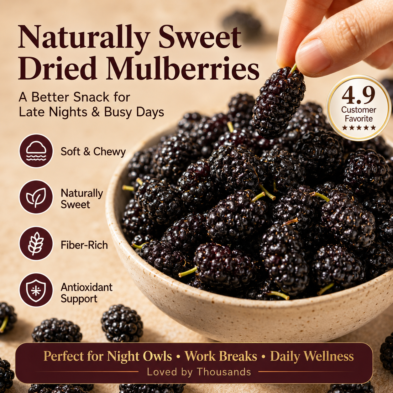Dried Mulberries – Nourish Liver & Kidney, Darken Hair, Perfect for Night Owls-YAO