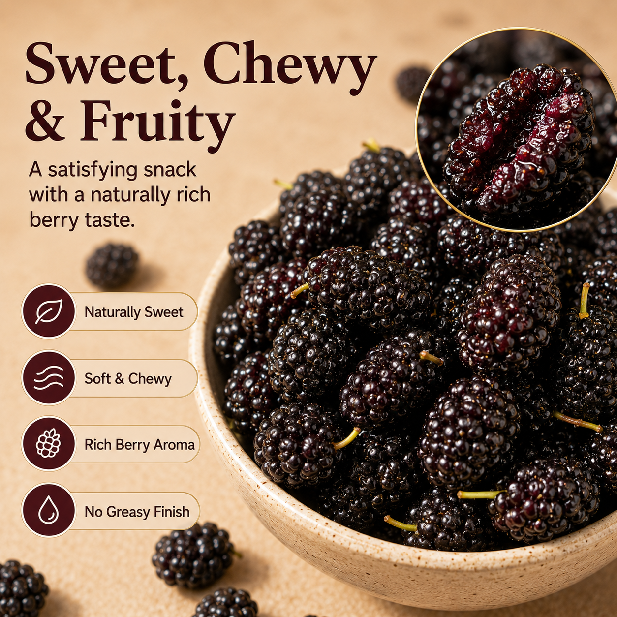 Dried Mulberries – Nourish Liver & Kidney, Darken Hair, Perfect for Night Owls-YAO