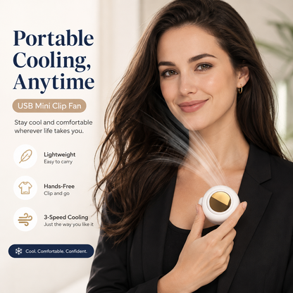 Mini Bladeless Turbo Fan – Portable Rechargeable Hands-Free Waist Fan with 3-Speed Cooling & Quiet Airflow for Summer Travel & Outdoor Activities-RH