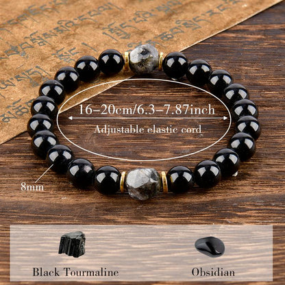 Obsidian & Black Tourmaline Protection Bracelet-RH