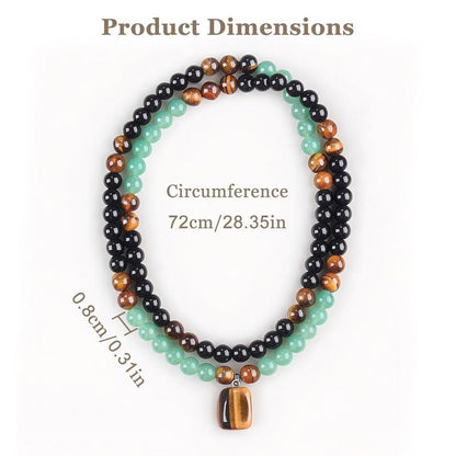 💰 Money Attraction Necklace | Green Aventurine & Tiger Eye Pendant for Wealth, Luck & Positive Energy | Adjustable Chain for Men & Women-RH