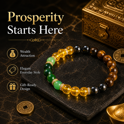 Black onyx and tiger's eye stone money bracelet - Luck bracelet - Attracts wealth-YAO