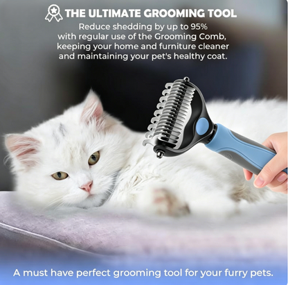 Universal Pet Grooming Comb – Double-Sided Stainless Steel Dematting & Shedding Tool for Dogs & Cats, Tangle-Free Coat Care-RH