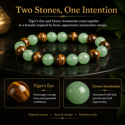 Green Dongling Jade Tiger Eye Stone Fortune-Taking Bracelet ， Protection Bracelet-YAO