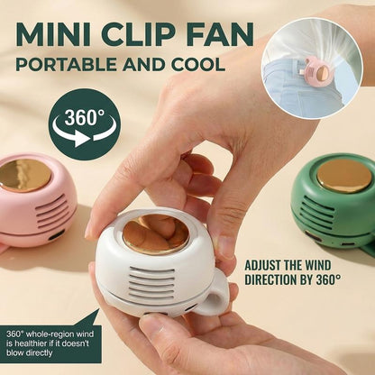 Mini Bladeless Turbo Fan – Portable Rechargeable Hands-Free Waist Fan with 3-Speed Cooling & Quiet Airflow for Summer Travel & Outdoor Activities-RH