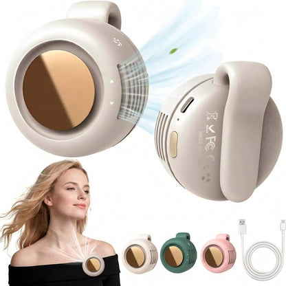 Mini Bladeless Turbo Fan – Portable Rechargeable Hands-Free Waist Fan with 3-Speed Cooling & Quiet Airflow for Summer Travel & Outdoor Activities-RH