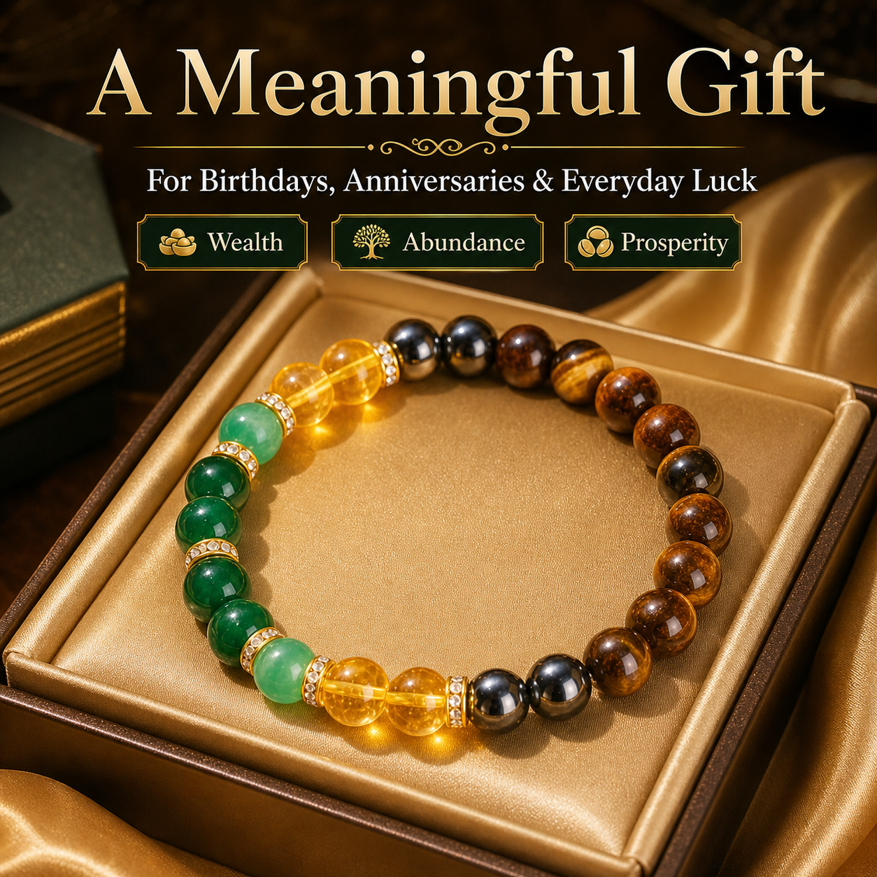 Black onyx and tiger's eye stone money bracelet - Luck bracelet - Attracts wealth-YAO