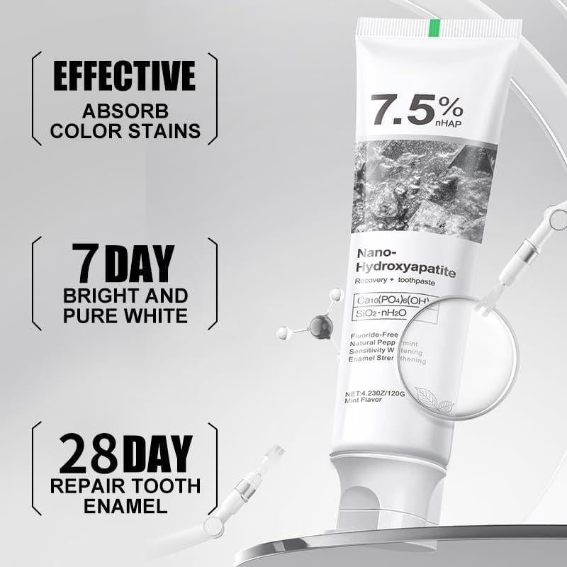 7.5% Nano-Hydroxyapatite Toothpaste-Fluoride-Free | Enamel Repair & Gentle Whitening for Sensitive Teeth-RH