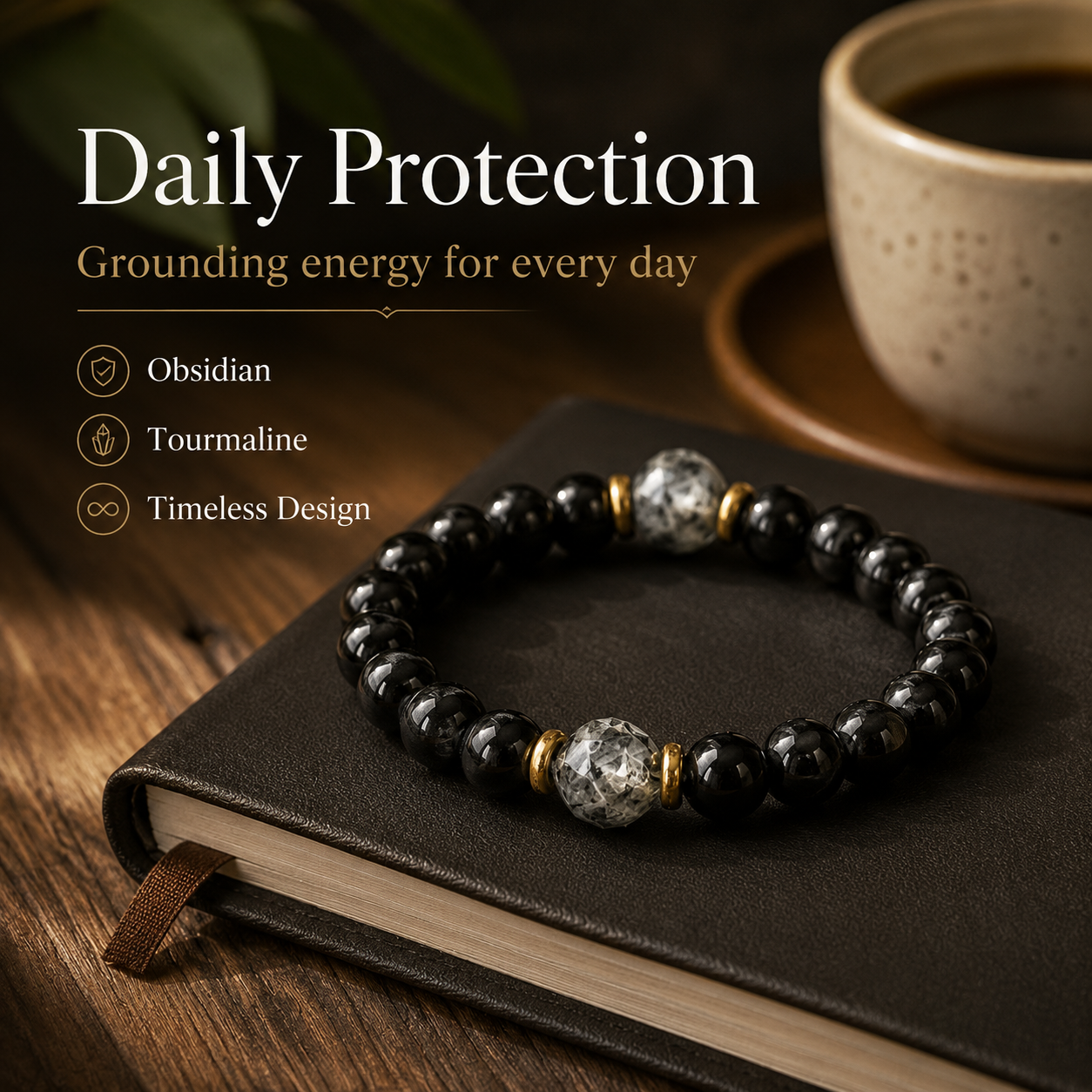 Manifestation and Protection Healing Obsidian and Black Tourmaline Bracelet, Energy Balance and Protection Bracelet-YAO