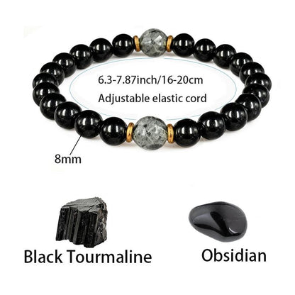 Obsidian & Black Tourmaline Protection Bracelet-RH
